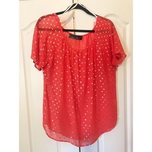 Blue Rain- Orange sheer top